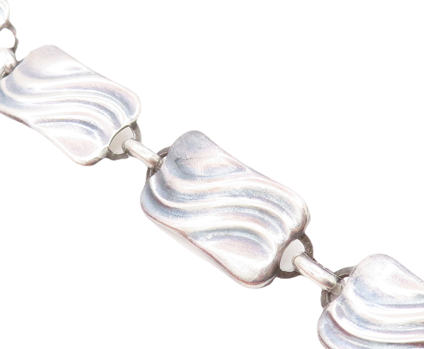 925 Sterling Silver  Vintage European Swirl Square Link Chain Bracelet BT2849