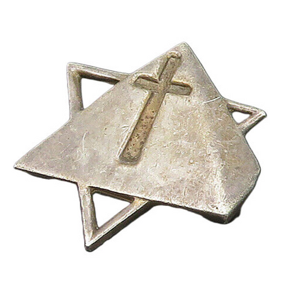 925 Sterling Silver  Vintage Religious Cross Pyramid Star Brooch Pin  BP9160