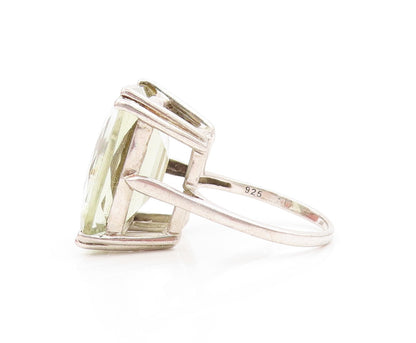 925 Sterling Silver Vintage Ring Rectangle Cut Green Amethyst  Sz 8  RG31888