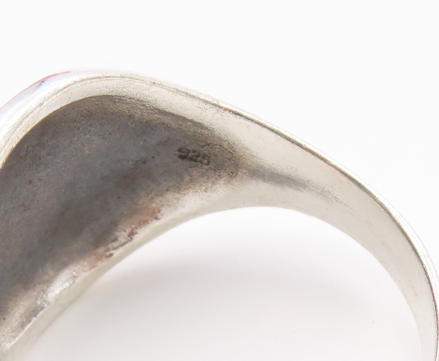 925 Sterling Silver Vintage Ring Sacred Lotus Motif Signet Band  Sz 14  RG36842