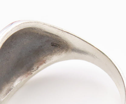 925 Sterling Silver Vintage Ring Sacred Lotus Motif Signet Band  Sz 14  RG36842