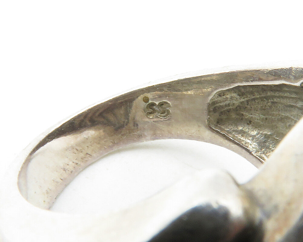 925 Sterling Silver  Vintage Shiny Fluted Design Band Ring Sz 7  RG13743