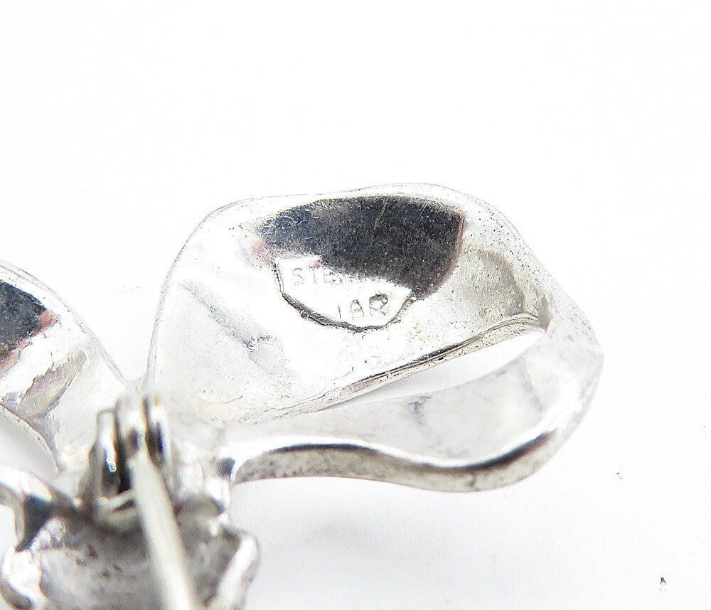 925 Sterling Silver  Vintage Polished Bow Tied Ribbon Brooch Pin  BP1720