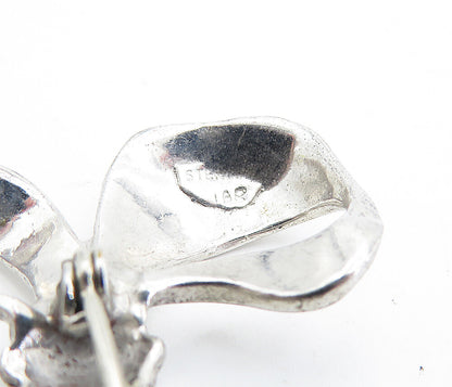 925 Sterling Silver  Vintage Polished Bow Tied Ribbon Brooch Pin  BP1720