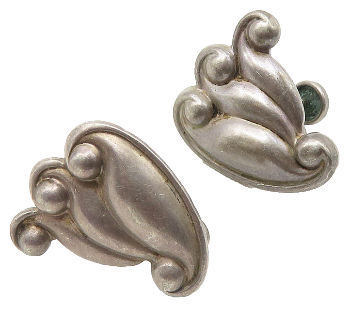 925 Sterling Silver  Vintage Antique Swirl Design Non Pierce Earrings  EG5799