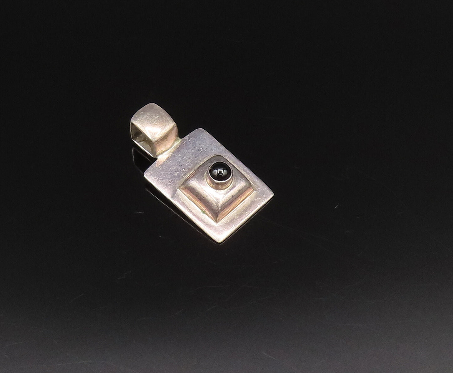 SILPADA 925 Silver  Vintage 3D Graduated Square Black Onyx Pendant  PT21324