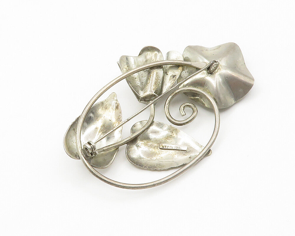 DESIGNER 925 Sterling Silver  Vintage Floral Vine Swirl Brooch Pin  BP5764