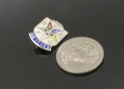 925 Sterling Silver  Vintage Enamel Eastern Star Masonic Brooch Pin  BP8458