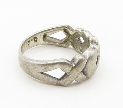 925 Sterling Silver  Vintage XOXO Hugs & Kisses Motif Band Ring Sz 7  RG15795