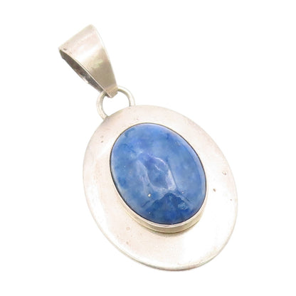 925 Sterling Silver Vintage Pendant Oval Cabochon Lapis Lazuli Charm  PT25991