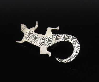 NELSON NAVAJO 925 Silver  Vintage Minimalist Etched Lizard Brooch Pin  BP9942
