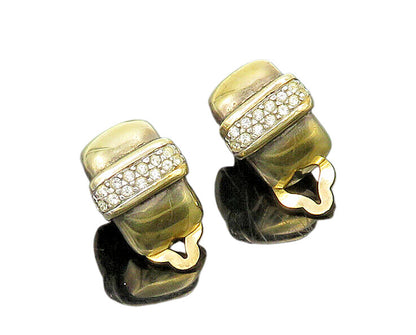 925 Sterling Silver  Vintage Topaz Gold Plated Non Pierce Earrings  EG9670