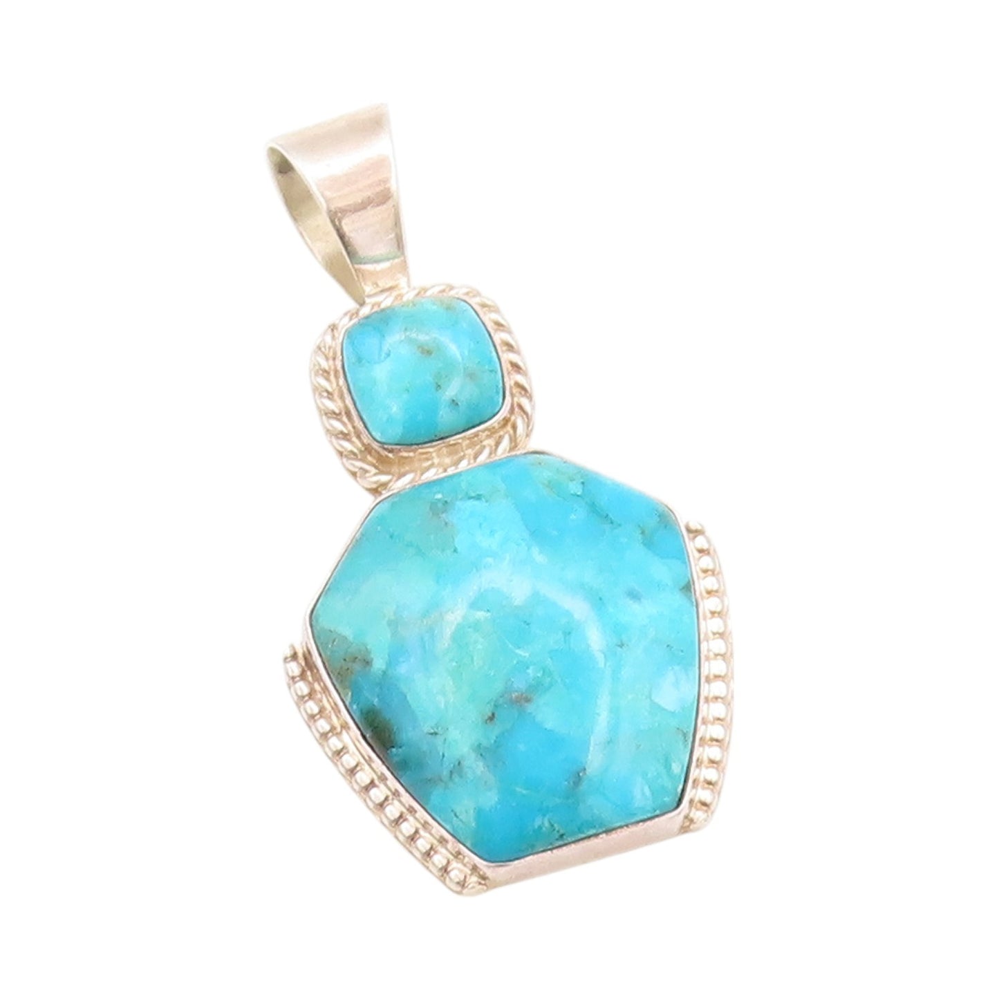 925 Sterling Silver Vintage Pendant DTR JAY KING Turquoise Geometric Cut PT24195