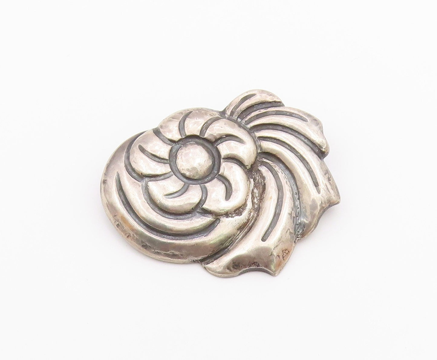 VELAZQUEZ MEXICO 925 Silver  Vintage Hollow Flower Swirl Brooch Pin  BP9612