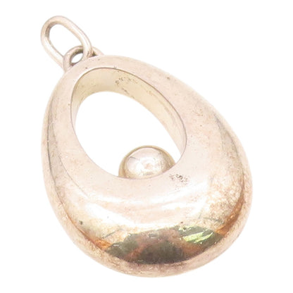 DESIGNER 925 Silver  Vintage Heavy Open Pear Shape With Bead Pendant  PT21925