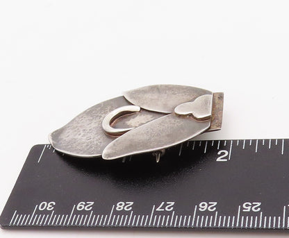 925 Sterling Silver Vintage Brooch Pin NAVAJO Solid Carved Design  BP11208