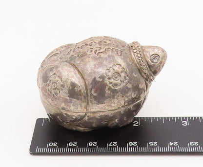 925 Sterling Silver Vintage Trinket Box Intricate Floral Turtle OPENS  TR4146