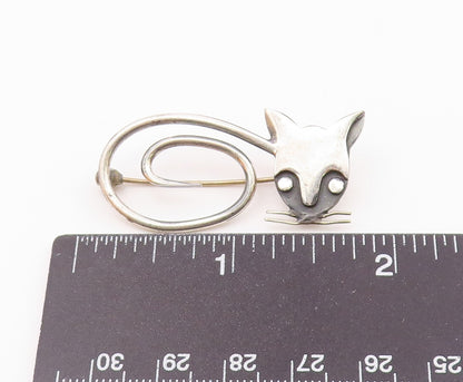 DELFINO MEXICO 925 Silver  Vintage Two Tone Modernist Cat Brooch Pin  BP8146
