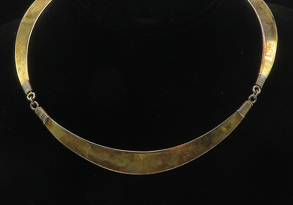 TAN BOGOTA 925 Silver  Vintage Wire Wrapped Curved Bar Chain Necklace  NE1911