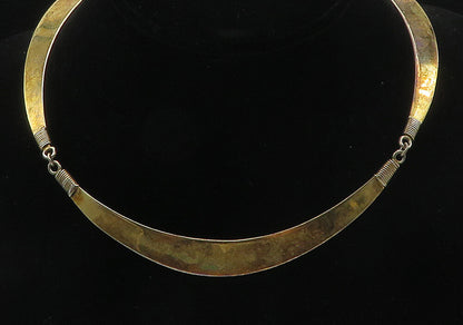 TAN BOGOTA 925 Silver  Vintage Wire Wrapped Curved Bar Chain Necklace  NE1911