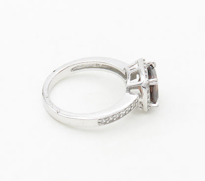 925 Sterling Silver  Shiny Topaz Solitaire With Accents Ring Sz 7  RG16630