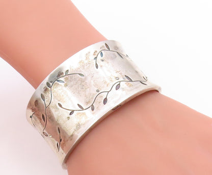 925 Sterling Silver Vintage Bracelet LIKA BEHAR Etched Leaf & Vine Cuff  BT12026