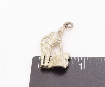 925 Sterling Silver Vintage Pendant Mini Carved Matador With Cloth  PT22915