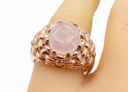 ROSS SIMON 925 Silver  Rose Quartz Weaved Dome Cocktail Ring Sz 9  RG6801
