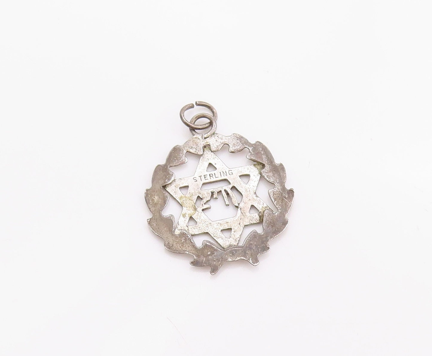 925 Sterling Silver Vintage Pendant Star Of David Religious Floral Charm PT24767