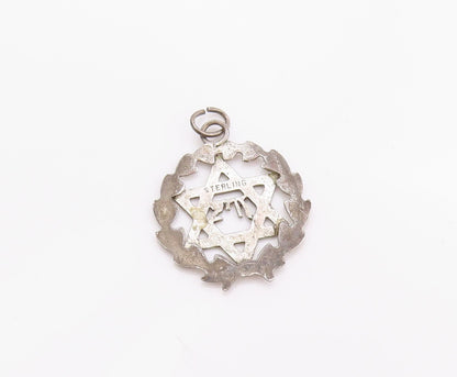 925 Sterling Silver Vintage Pendant Star Of David Religious Floral Charm PT24767