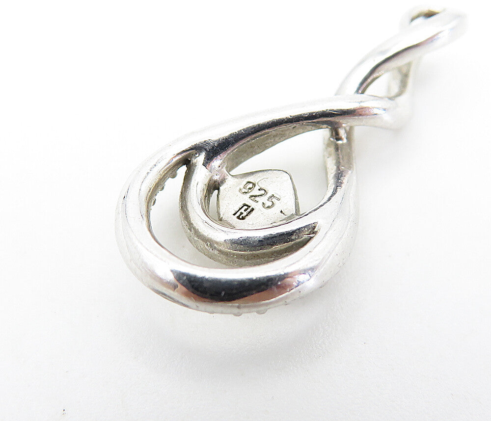 925 Sterling Silver  Shiny Genuine Diamonds Infinity Twist Pendant  PT6168
