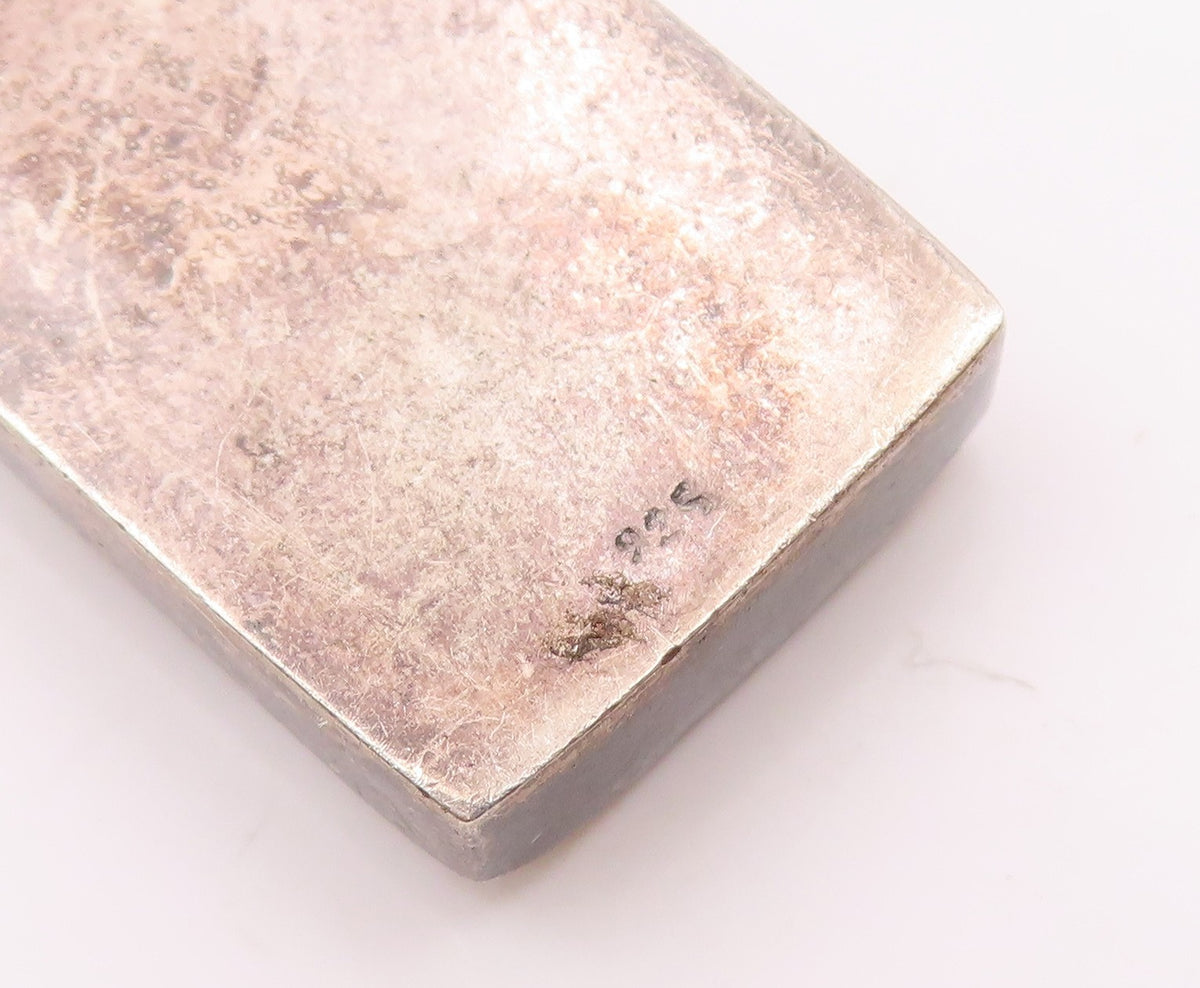 925 Sterling Silver Vintage Rectangle Shell Cunos Brown Stains Pendant PT21171