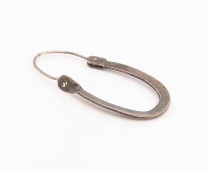925 Sterling Silver Vintage Earrings Minimalist Classic Flat Oval Hoops  EG14081