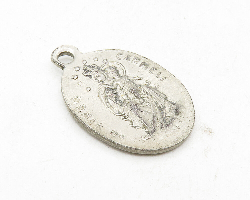 925 Sterling Silver  Vintage Dark Tone Virgo Carmeli Oval Pendant  PT7899