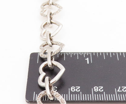 925 Sterling Silver Vintage Bracelet Real Diamonds Love Heart Outline  BT11604