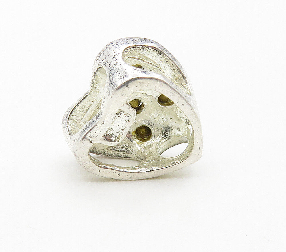 925 Sterling Silver  Petite Topaz Spotted Love Heart Slide Pendant  PT12308