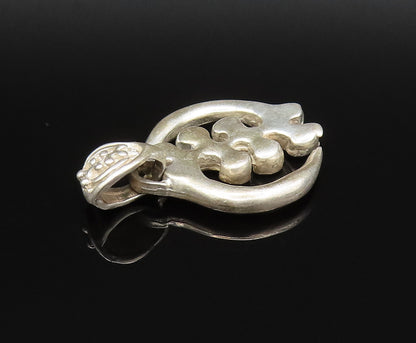 925 Silver  Vintage Carved Modernist Abstract Symbol Motif Pendant  PT21374