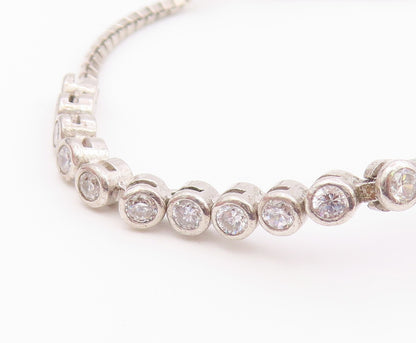 925 Silver  Vintage Cubic Zirconia Religious Cross Chain Bracelet  BT8355