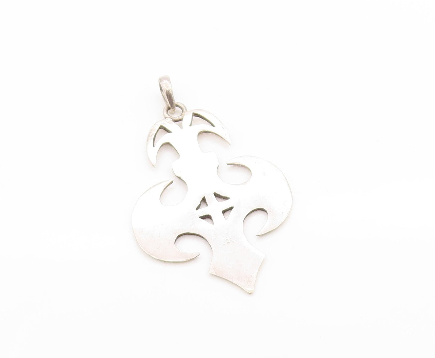 925 Sterling Silver Vintage Pendant Etched Sahara Spirit Amulet Cut Out  PT24829
