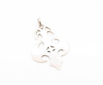 925 Sterling Silver Vintage Pendant Etched Sahara Spirit Amulet Cut Out  PT24829