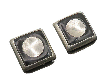 MEXICO 925 Sterling Silver  Vintage Black Onyx Non Pierce Earrings  EG9356