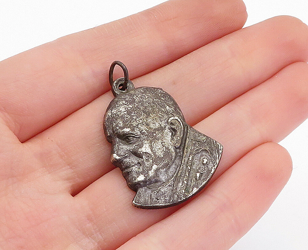 925 Sterling Silver  Vintage Antique Pope St. John XXIII Pendant  PT2620