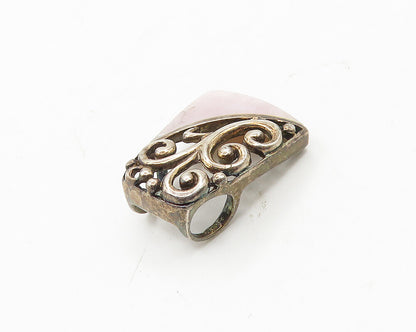 925 Sterling Silver  Vintage Pink Mother Of Pearl Open Swirl Pendant  PT14677