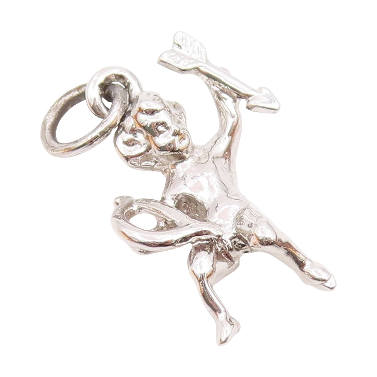 925 Silver Vintage Cupid Angel With Bow & Love Arrow Charm Pendant  PT20524