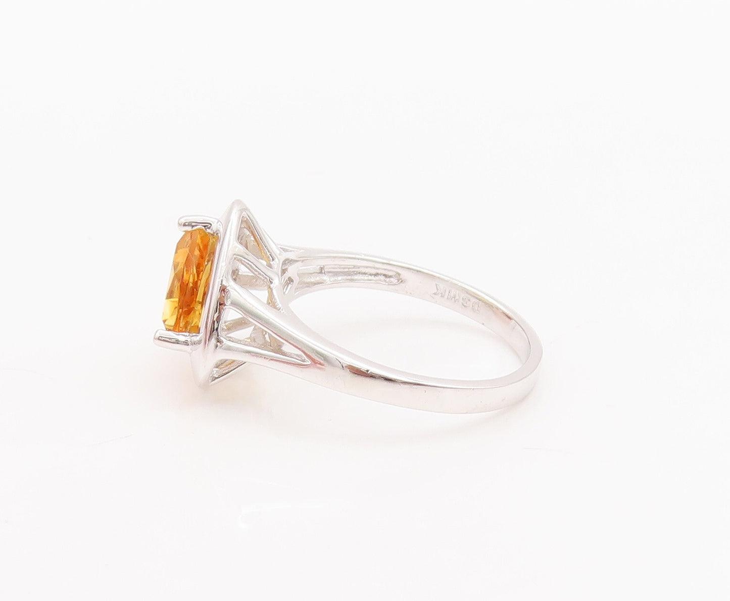 925 Sterling Silver Vintage Ring Minimalist Triangle Cut Citrine  Sz 7  RG29214