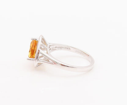925 Sterling Silver Vintage Ring Minimalist Triangle Cut Citrine  Sz 7  RG29214