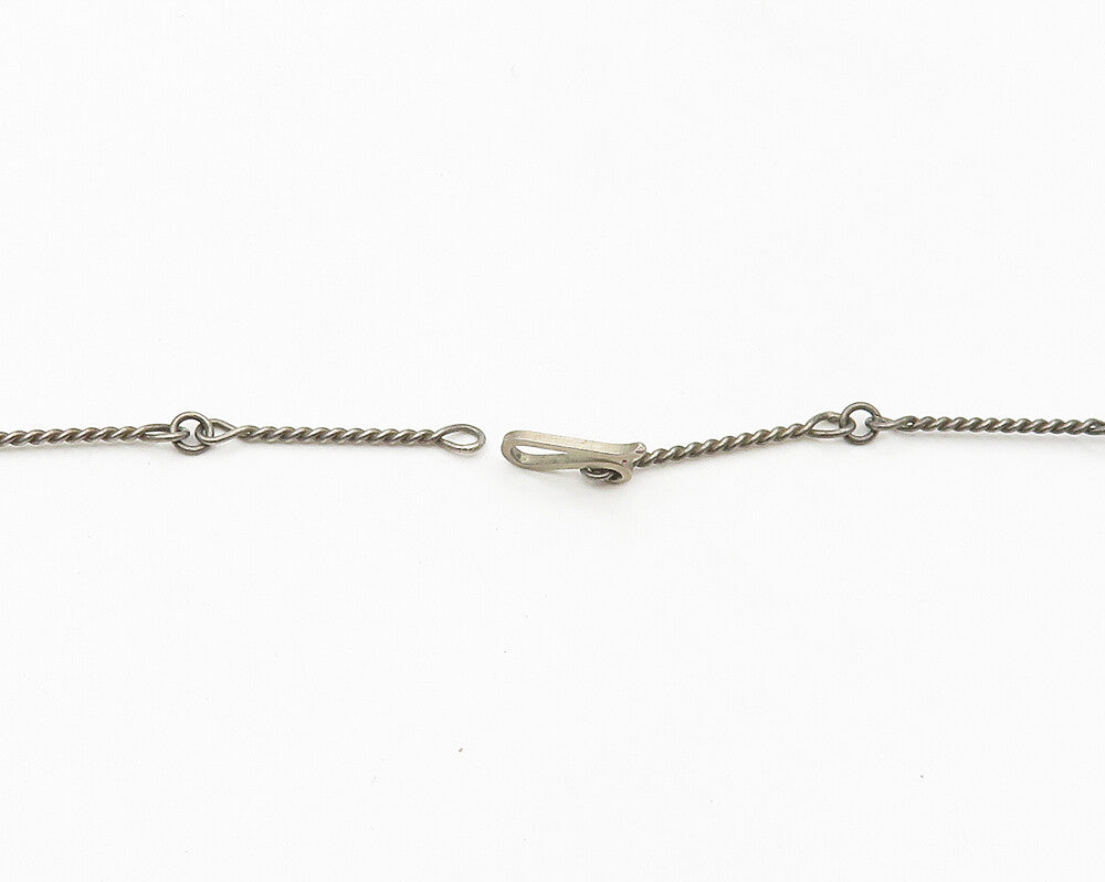ISRAEL 925 Sterling Silver  Vintage Dark Tone Twist Bar Chain Necklace  NE2807