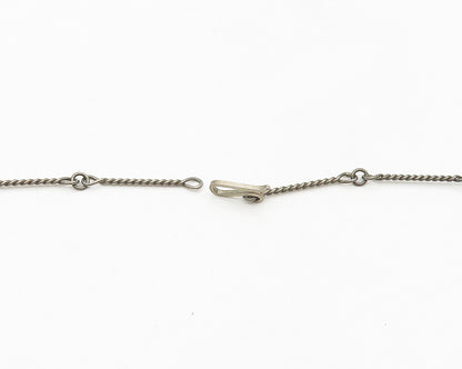 ISRAEL 925 Sterling Silver  Vintage Dark Tone Twist Bar Chain Necklace  NE2807