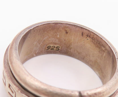 925 Sterling Silver Vintage Ring Etched Greek Key Spinning Band  Sz 8  RG34502