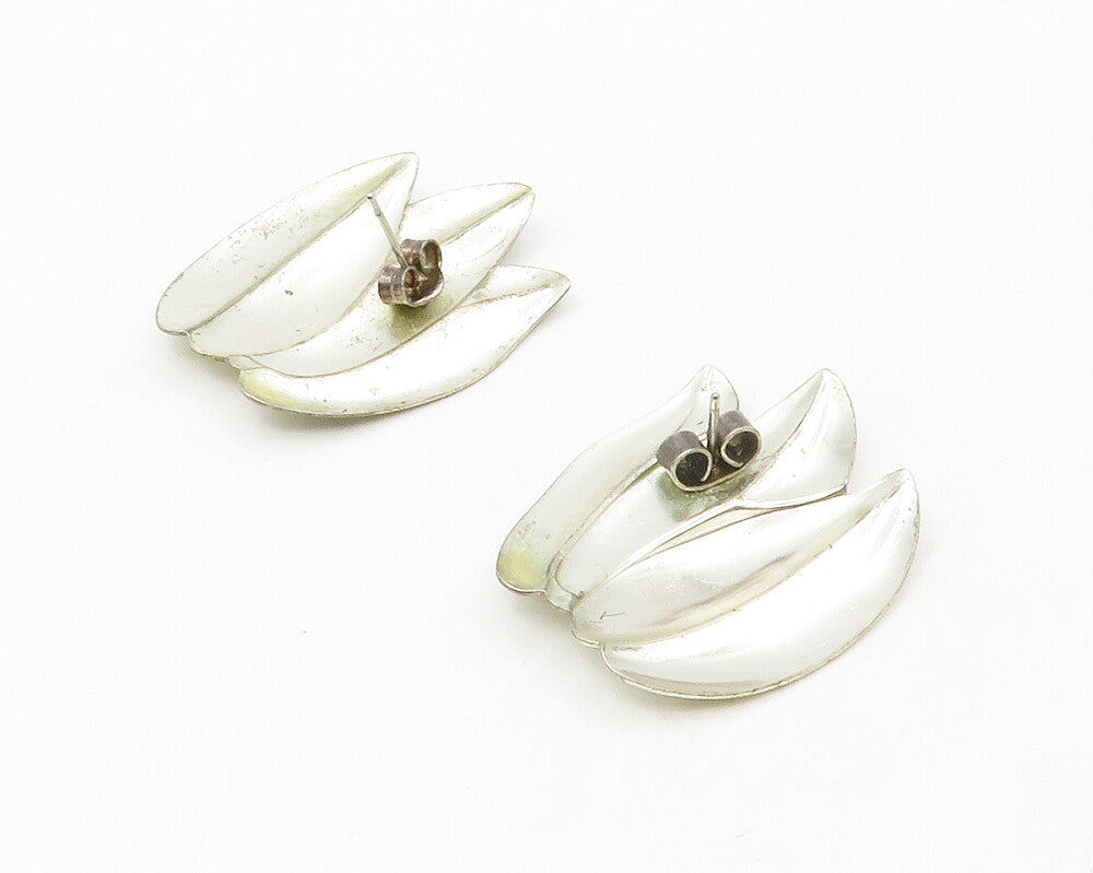 AVON 925 Sterling Silver  Vintage Shiny Floral Leaves Drop Earrings  EG7116